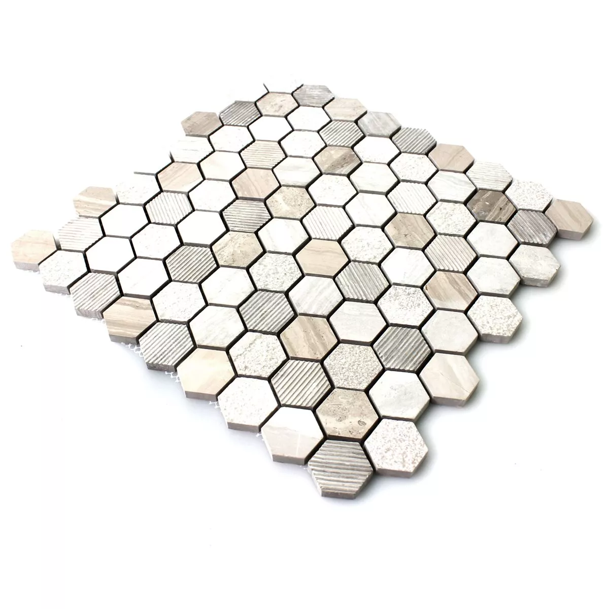 Mosaikfliesen Hexagon Naturstein Beige Braun