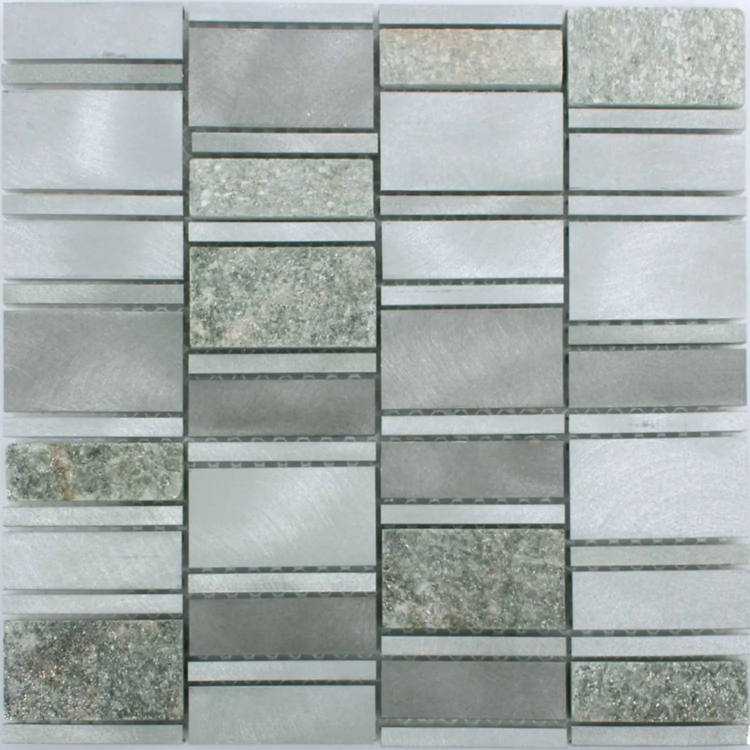 Muster von Mosaikfliesen Naturstein Aluminium Avanti Grau