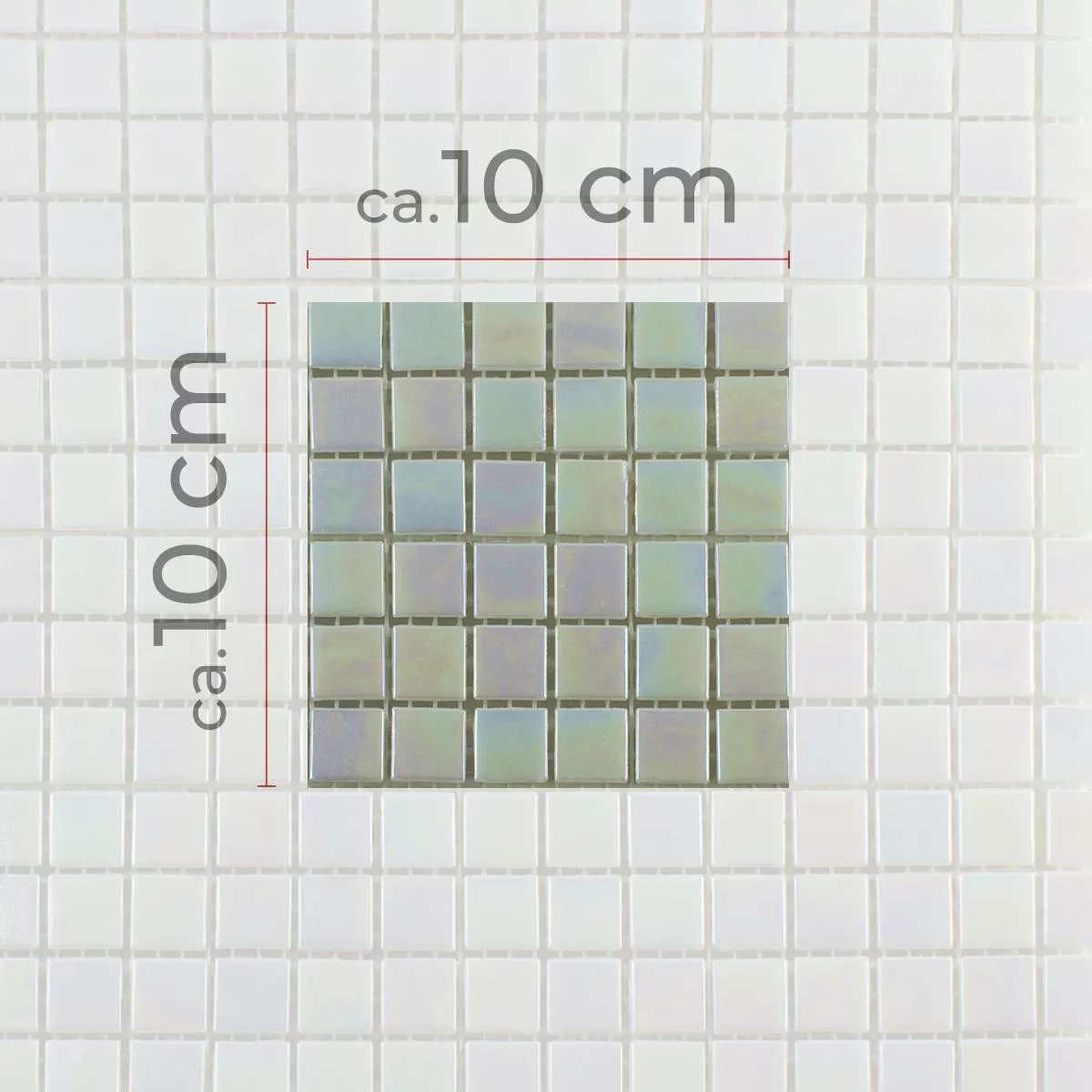 Muster von Glasmosaik Perlmutteffekt Ingolstadt Weiß Quadrat 