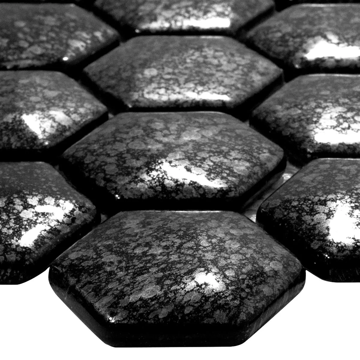 Muster von Glasmosaik Fliesen Leopard Hexagon 3D Grau