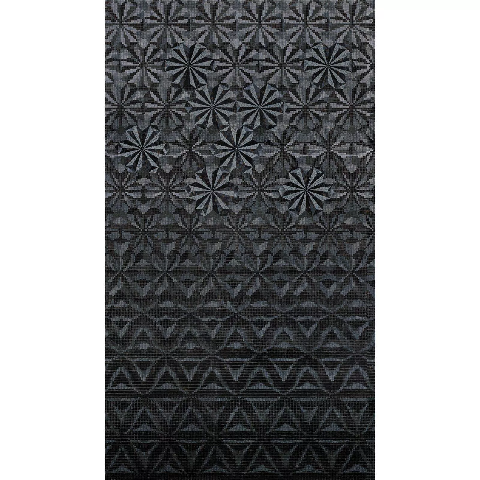 Glas Mosaik Bild Magicflower Black 170,7x300,3cm
