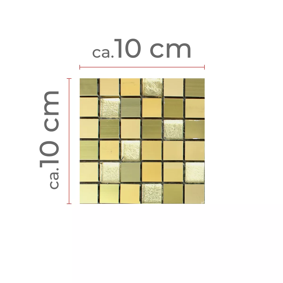 Muster von Mosaikfliesen Lissabon Aluminium Glas Mix Gold