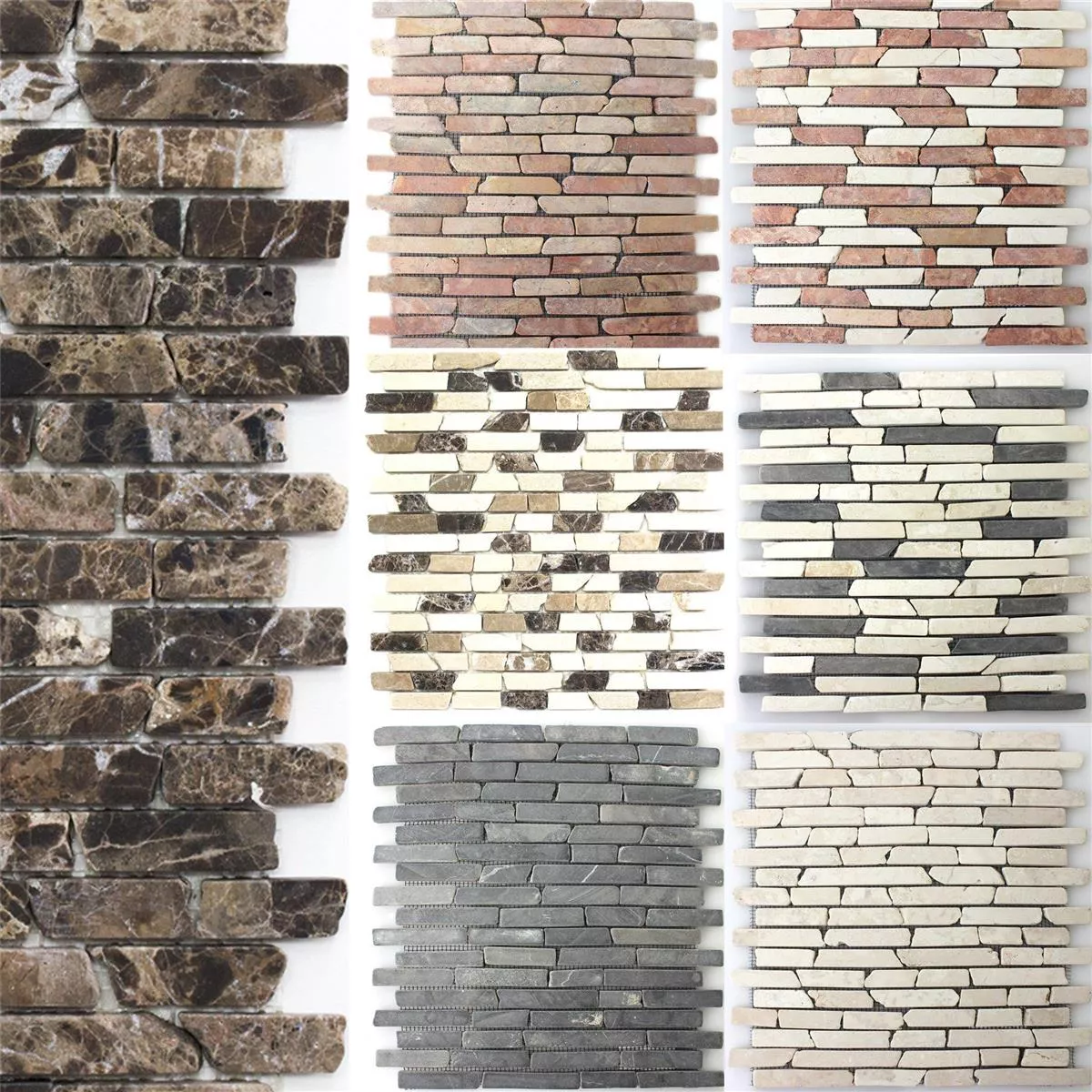 Muster von Mosaikfliesen Naturstein Marmor Bali Bricks