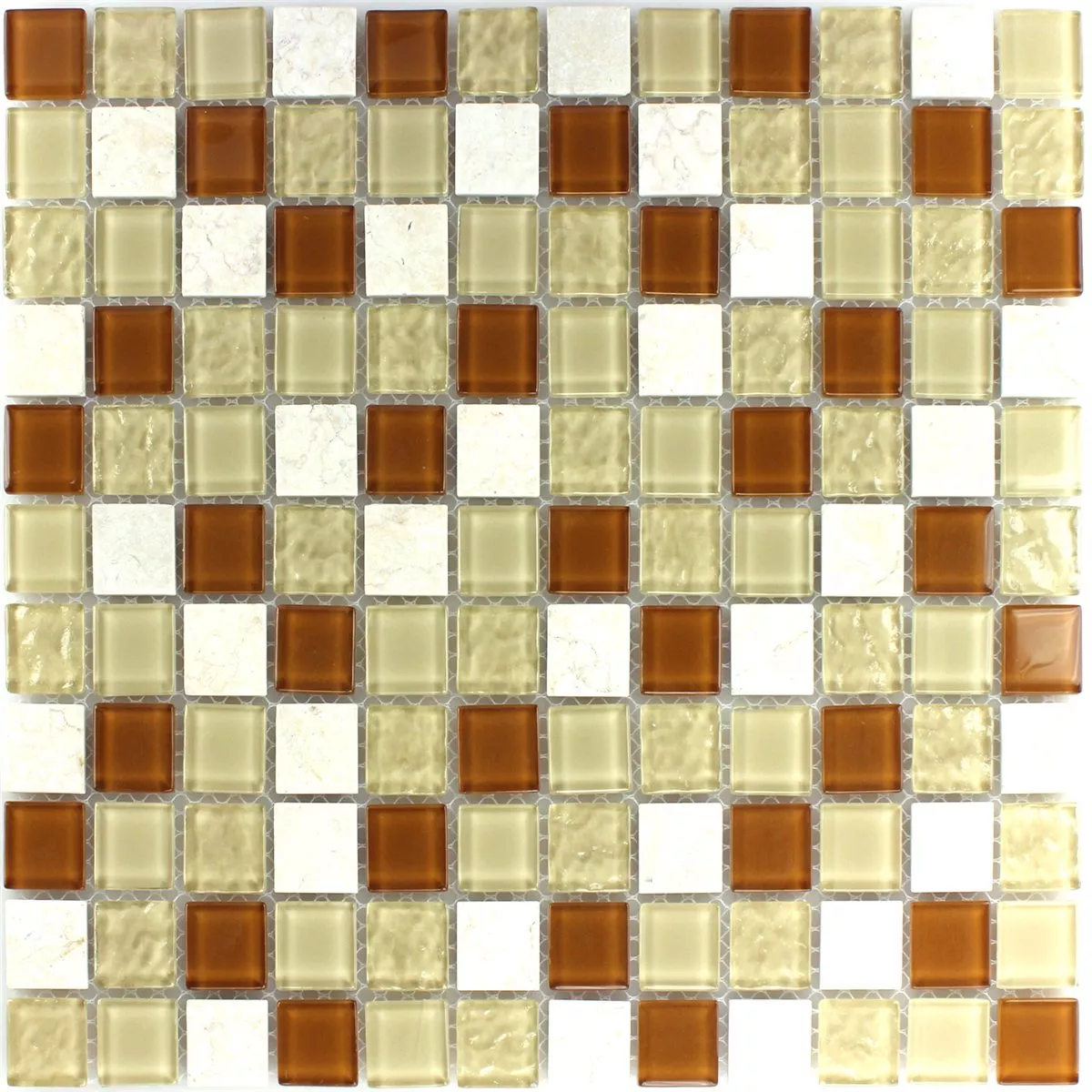 Muster von Mosaikfliesen Glas Marmor Beige 