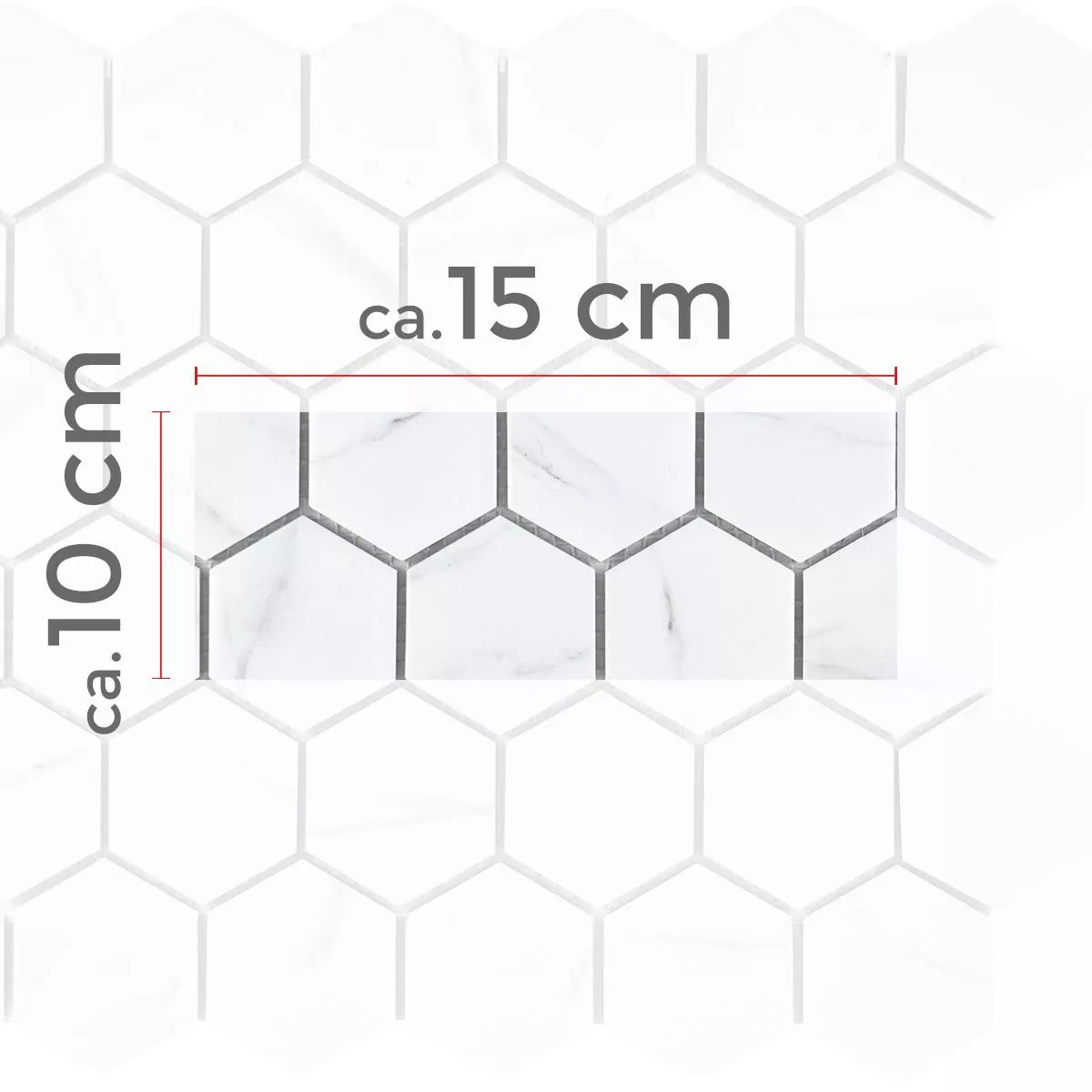 Muster von Keramik Mosaikfliesen Zyrus Carrara Hexagon 