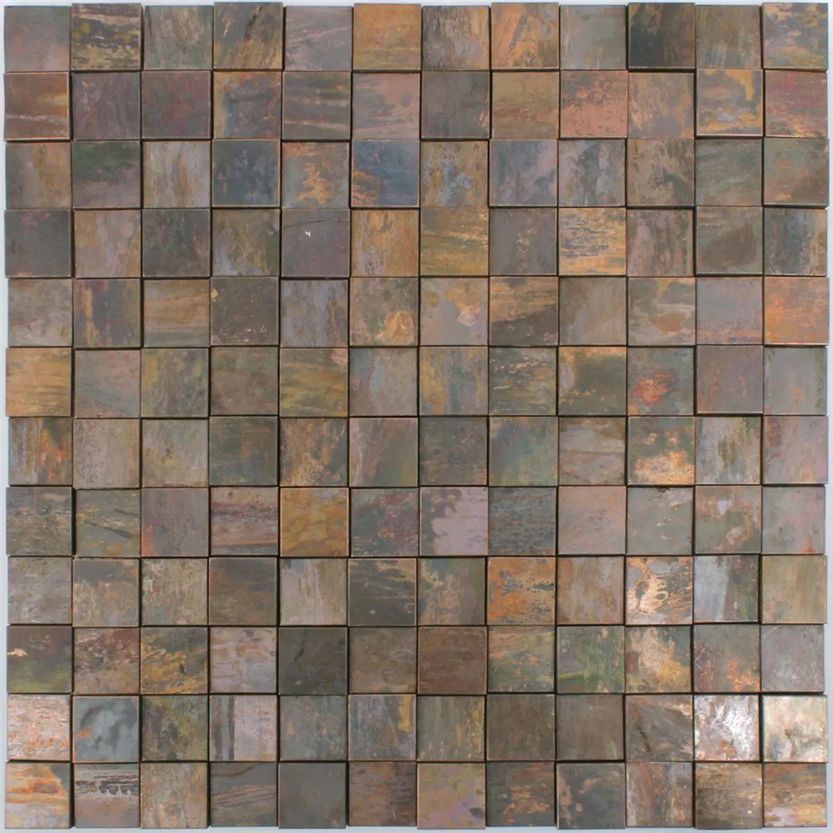 Muster von Mosaikfliesen Kupfer Santorini Quadrat 3D
