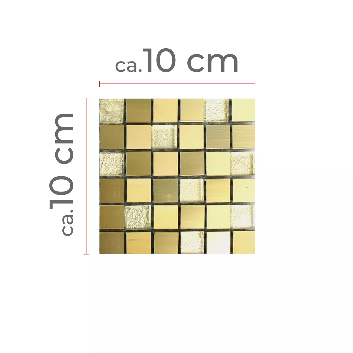 Muster von Mosaikfliesen Lissabon Aluminium Glas Mix Gold