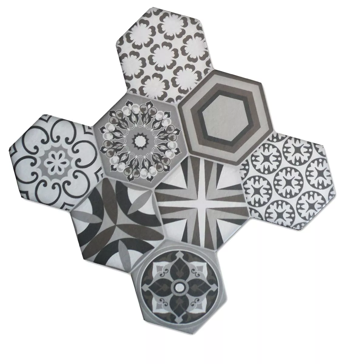 Bodenfliesen Hexagon Zement Retro Optik 45x45cm