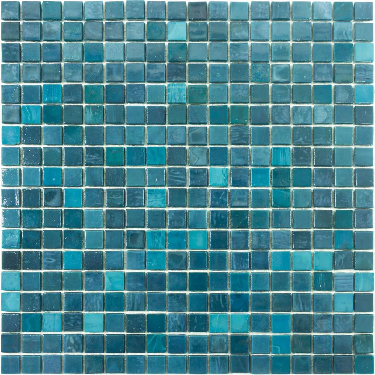 Muster von Glasmosaik Fliesen New River Azur Blau Mix