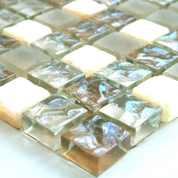 Muster von Mosaikfliesen Glas Marmor  Beige Mix Onyx