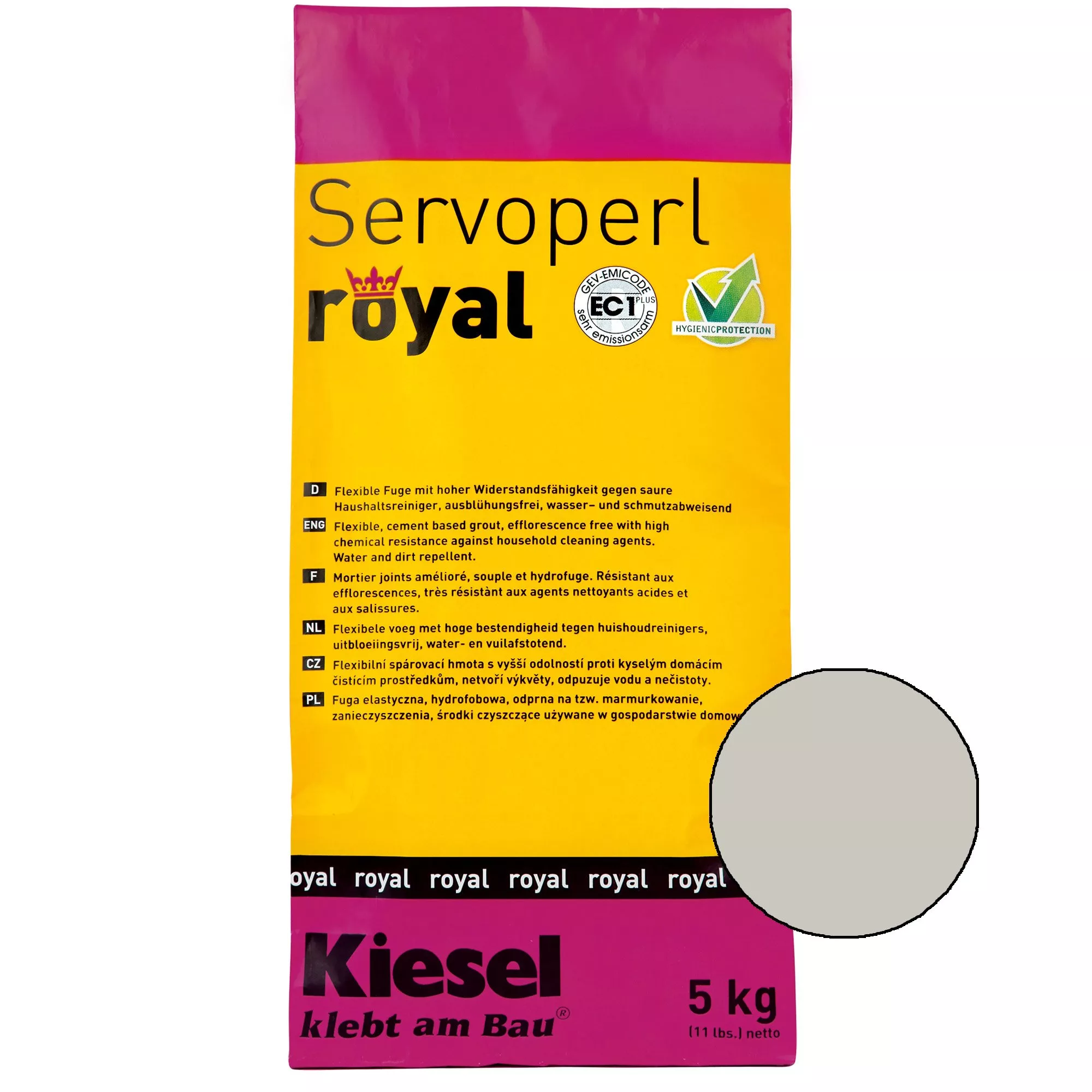 Kiesel Servoperl royal - Flexible, wasser- und schmutzabweisende Fuge (5KG Silbergrau)