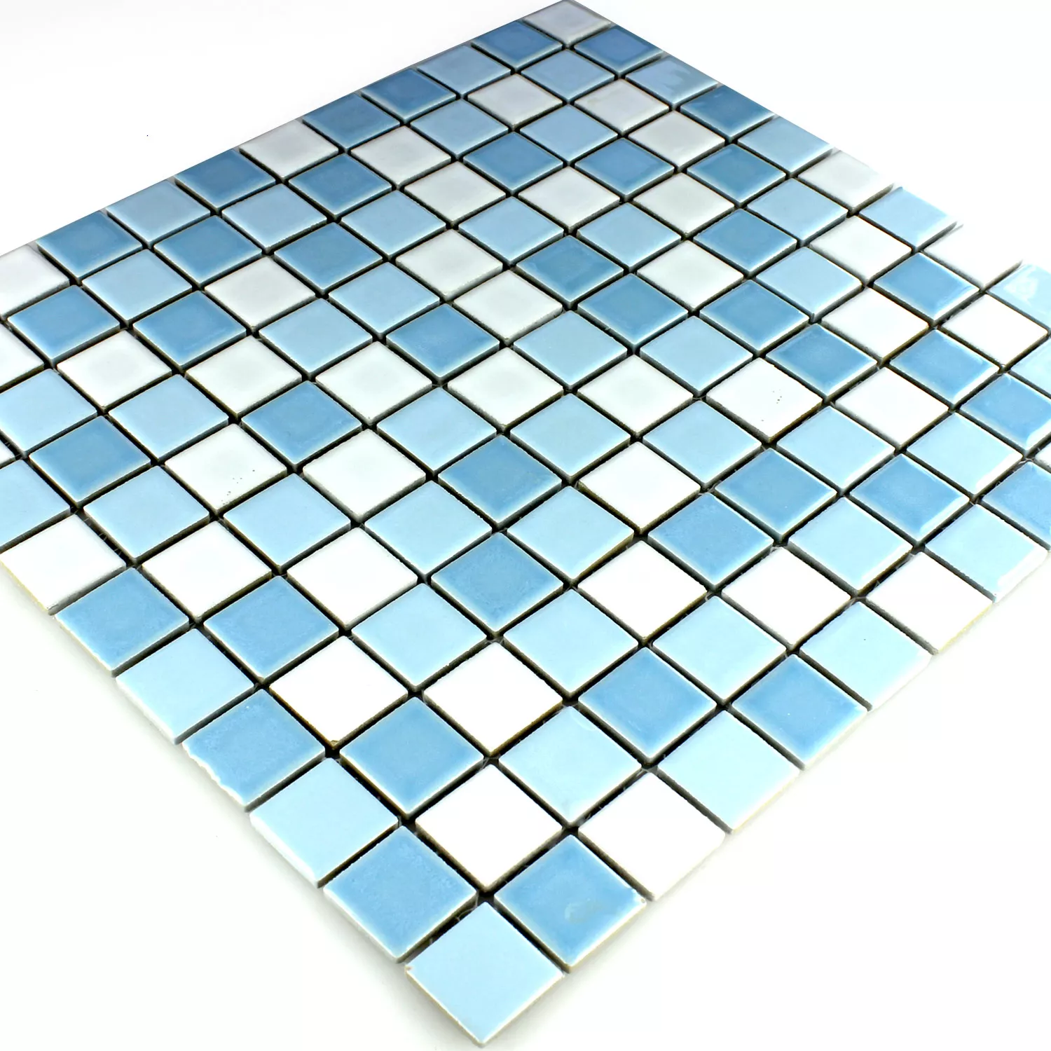 Mosaikfliesen Keramik Bodaway Blau Weiss 25x25x5mm